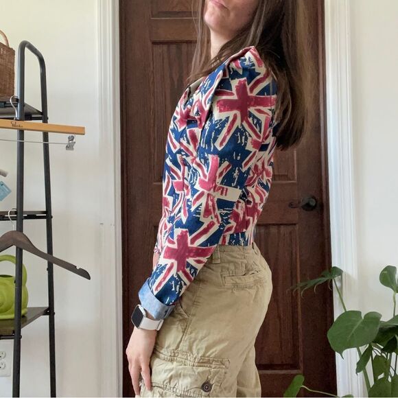 CALS Union Jack Patterned Red, White & Blue Denim Jacket Size S - Picture 3 of 8